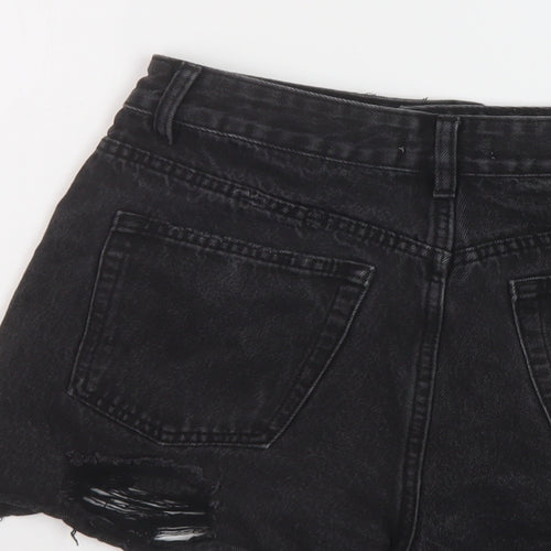 Glassons Womens Black Cotton Mom Shorts Size 10 L3 in Regular Button