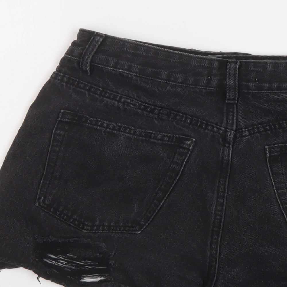 Glassons Womens Black Cotton Mom Shorts Size 10 L3 in Regular Button