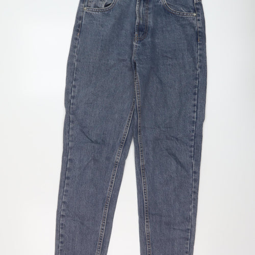 Zara Womens Blue Cotton Mom Jeans Size 6 L27 in Regular Button