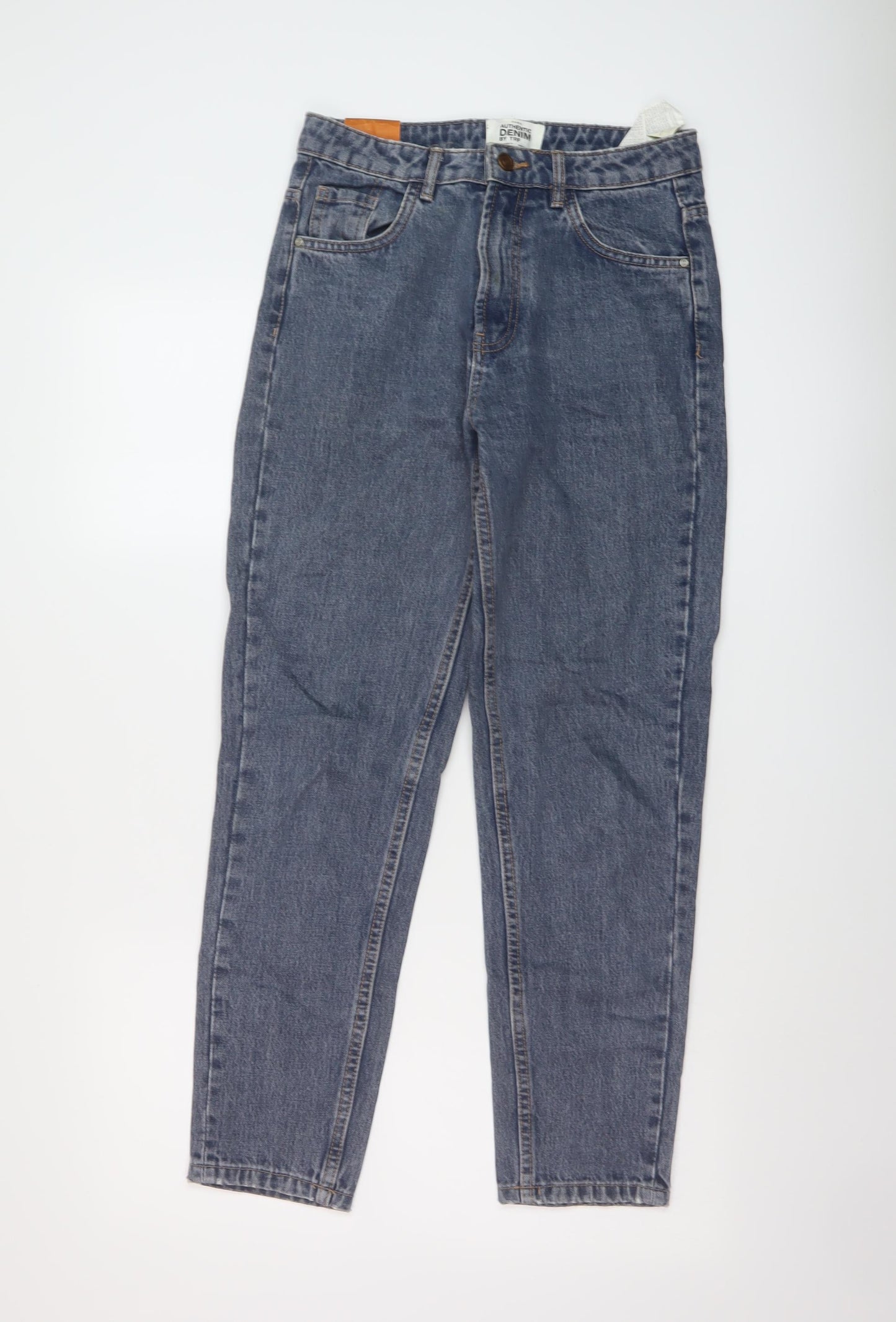 Zara Womens Blue Cotton Mom Jeans Size 6 L27 in Regular Button