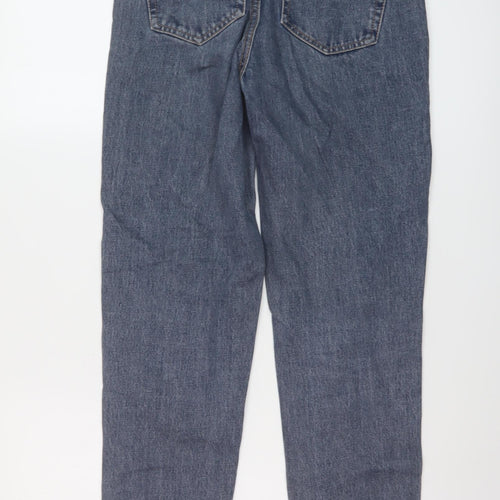 Zara Womens Blue Cotton Mom Jeans Size 6 L27 in Regular Button