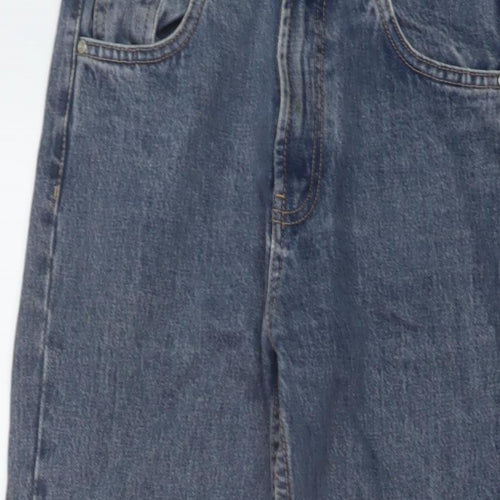 Zara Womens Blue Cotton Mom Jeans Size 6 L27 in Regular Button