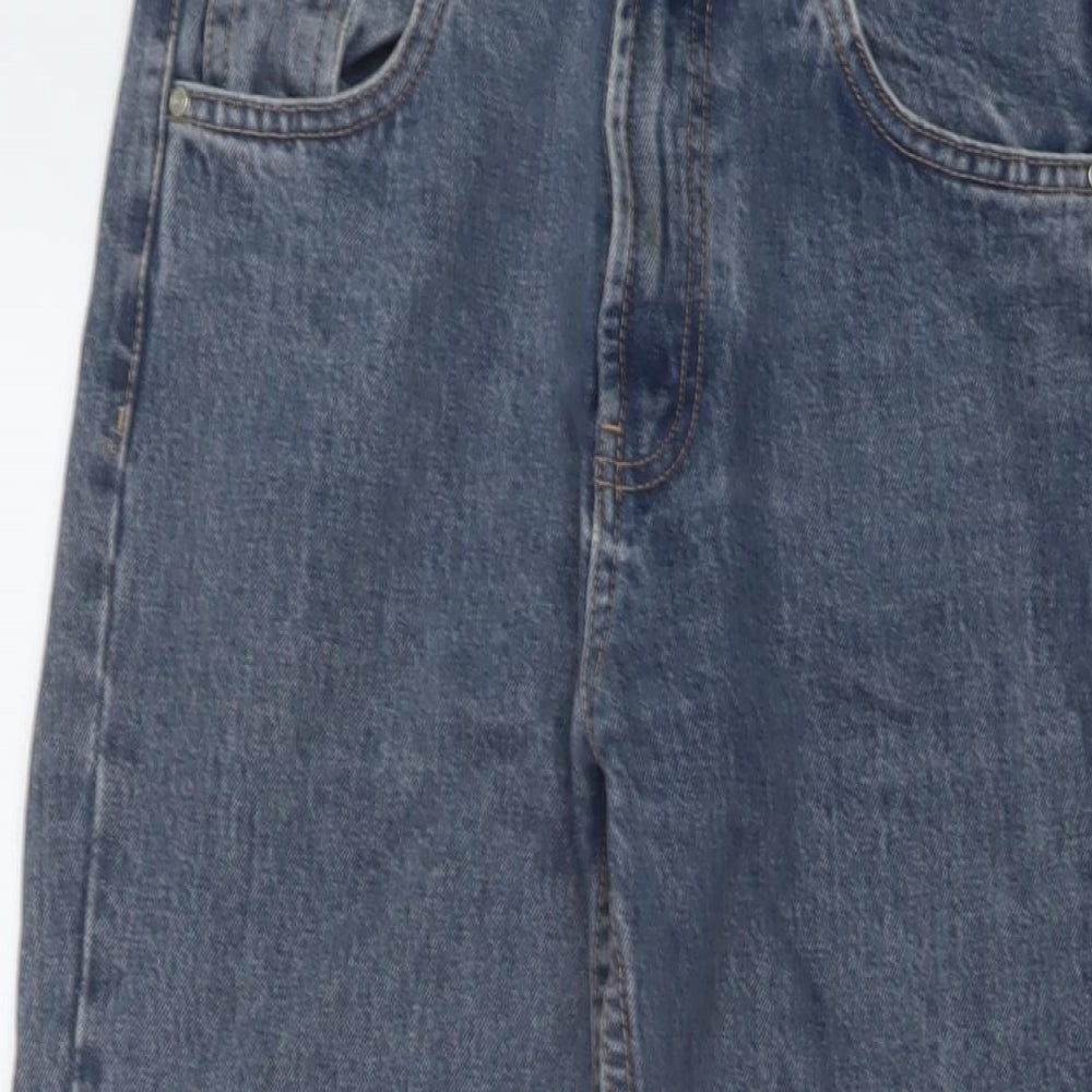 Zara Womens Blue Cotton Mom Jeans Size 6 L27 in Regular Button