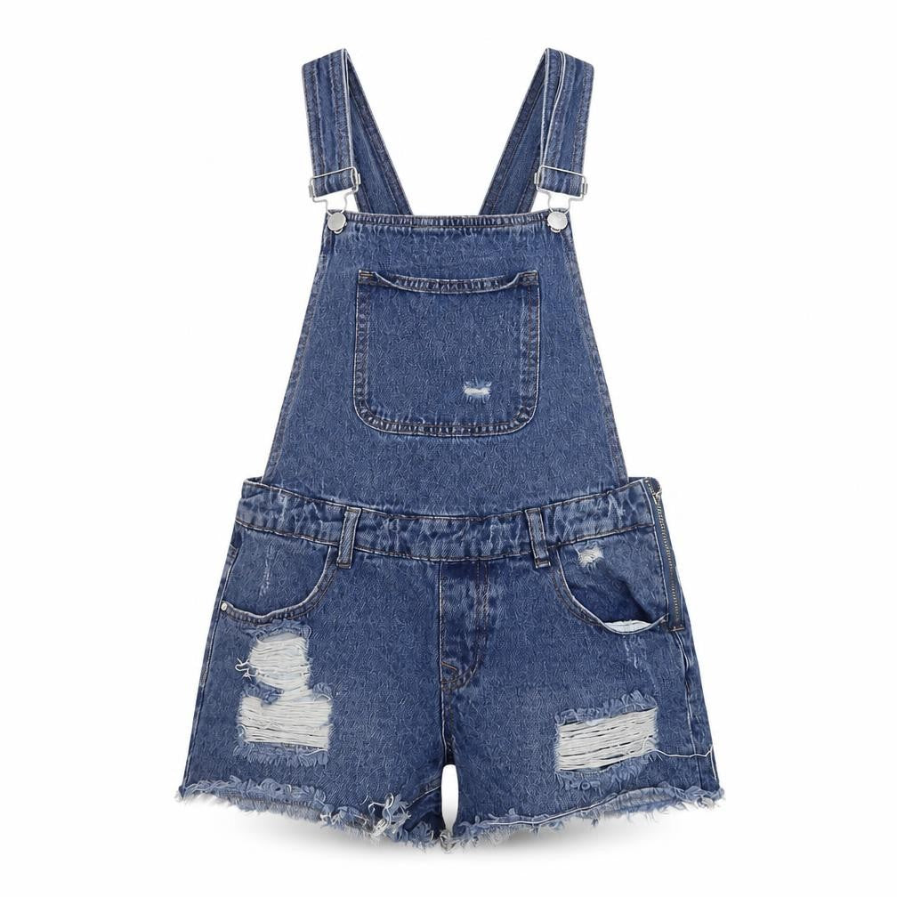 Denim & Co. Womens Blue Cotton Dungaree One-Piece Size 10 Buckle