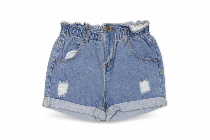 Nasty Gal Womens Blue Cotton Paperbag Shorts Size 6 L3 in Regular Button