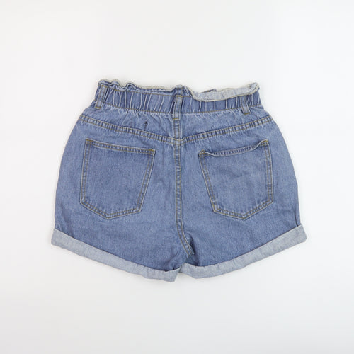 Nasty Gal Womens Blue Cotton Paperbag Shorts Size 6 L3 in Regular Button