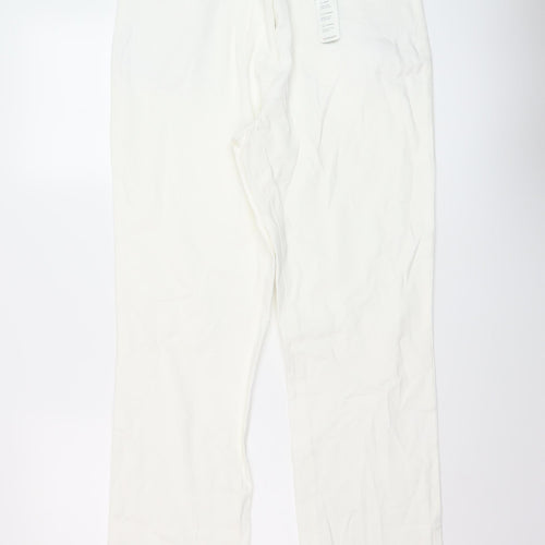 Damart Womens White Cotton Straight Jeans Size 16 L28 in Regular Button