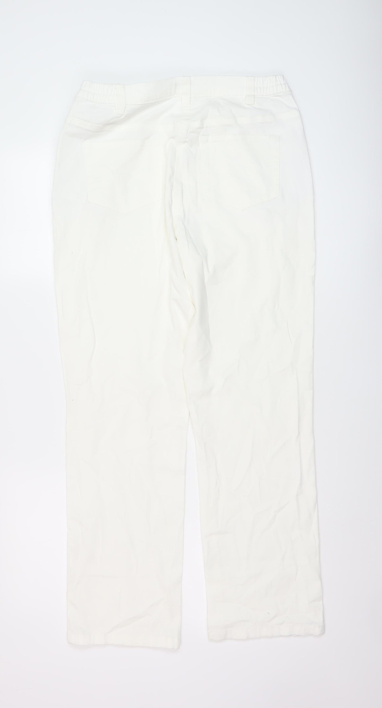 Damart Womens White Cotton Straight Jeans Size 16 L28 in Regular Button