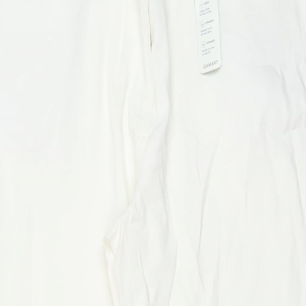 Damart Womens White Cotton Straight Jeans Size 16 L28 in Regular Button