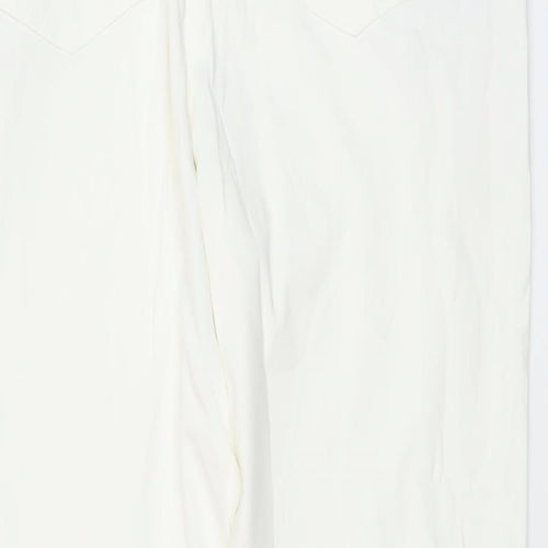 Damart Womens White Cotton Straight Jeans Size 16 L28 in Regular Button