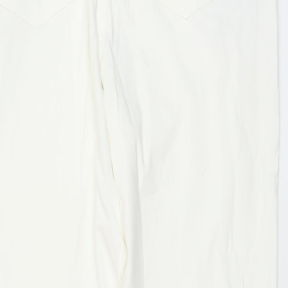 Damart Womens White Cotton Straight Jeans Size 16 L28 in Regular Button