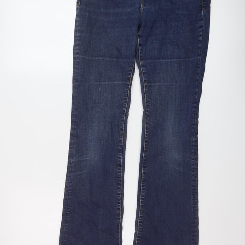 TU Womens Blue Cotton Bootcut Jeans Size 14 L29 in Regular Button