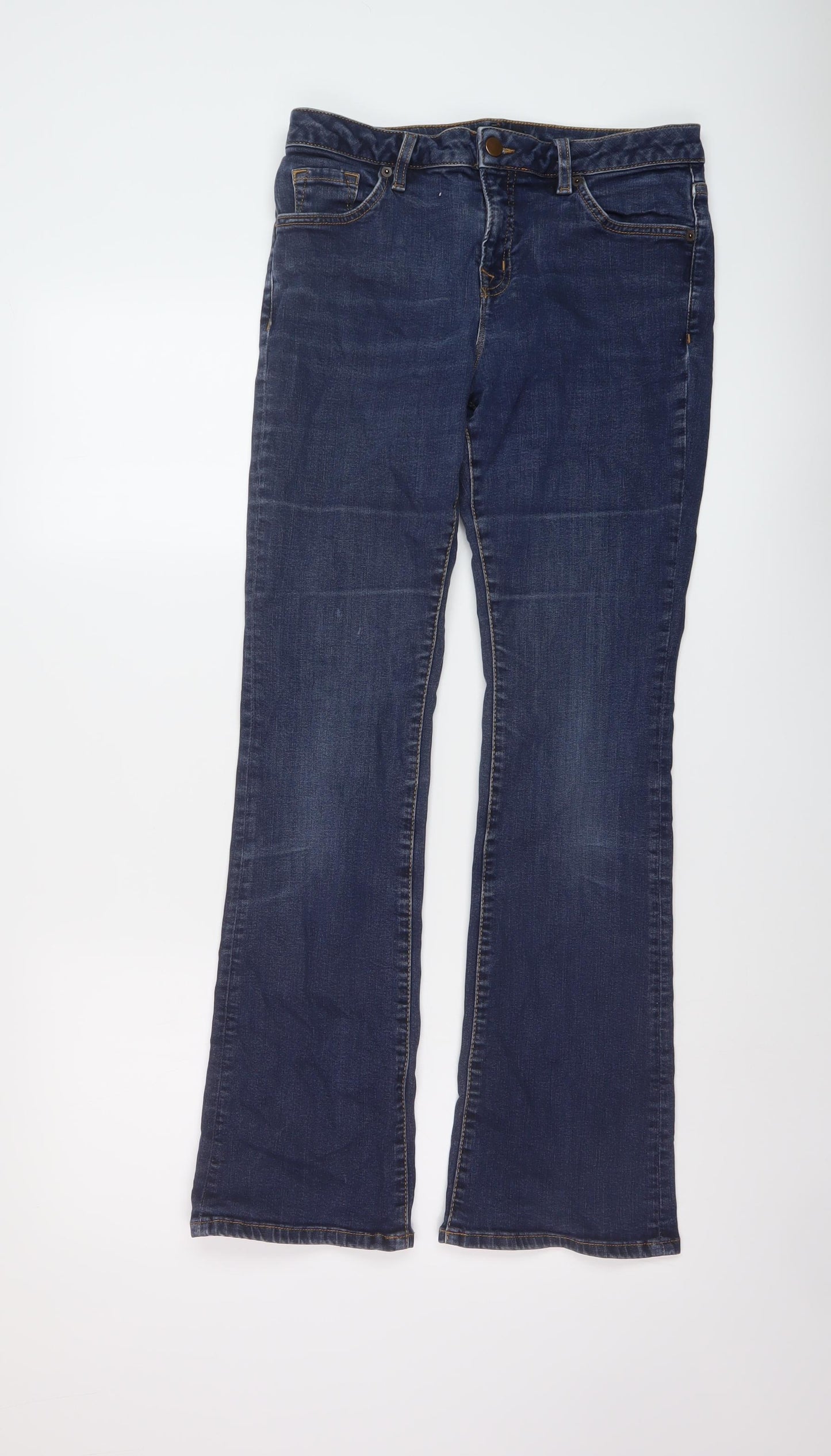 TU Womens Blue Cotton Bootcut Jeans Size 14 L29 in Regular Button