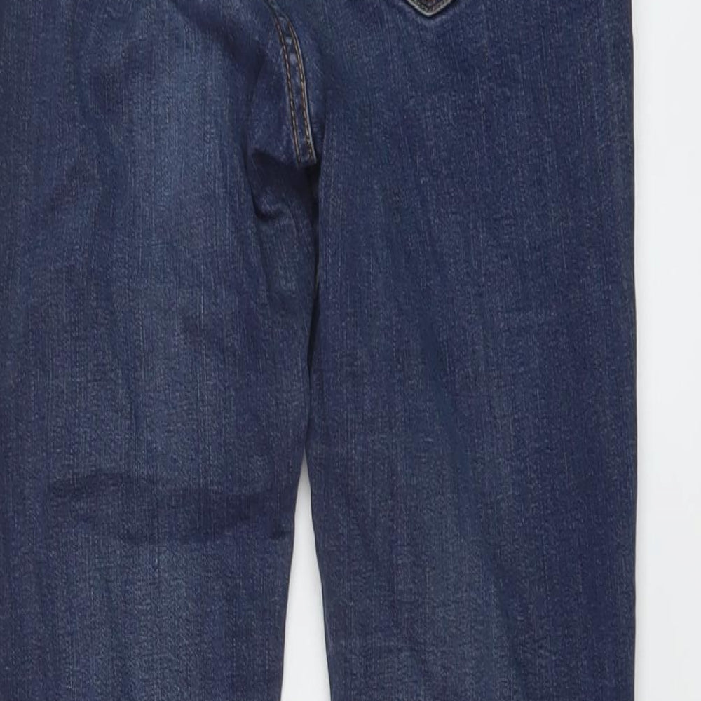 TU Womens Blue Cotton Bootcut Jeans Size 14 L29 in Regular Button