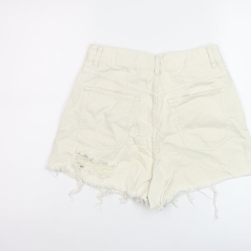 Glassons Womens Beige Cotton Mom Shorts Size 10 L3 in Regular Button