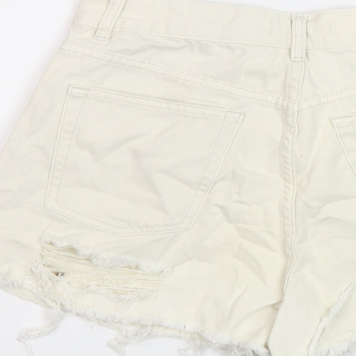 Glassons Womens Beige Cotton Mom Shorts Size 10 L3 in Regular Button