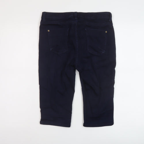 Per Una Womens Blue Cotton Bermuda Shorts Size 30 in L14 in Regular Button