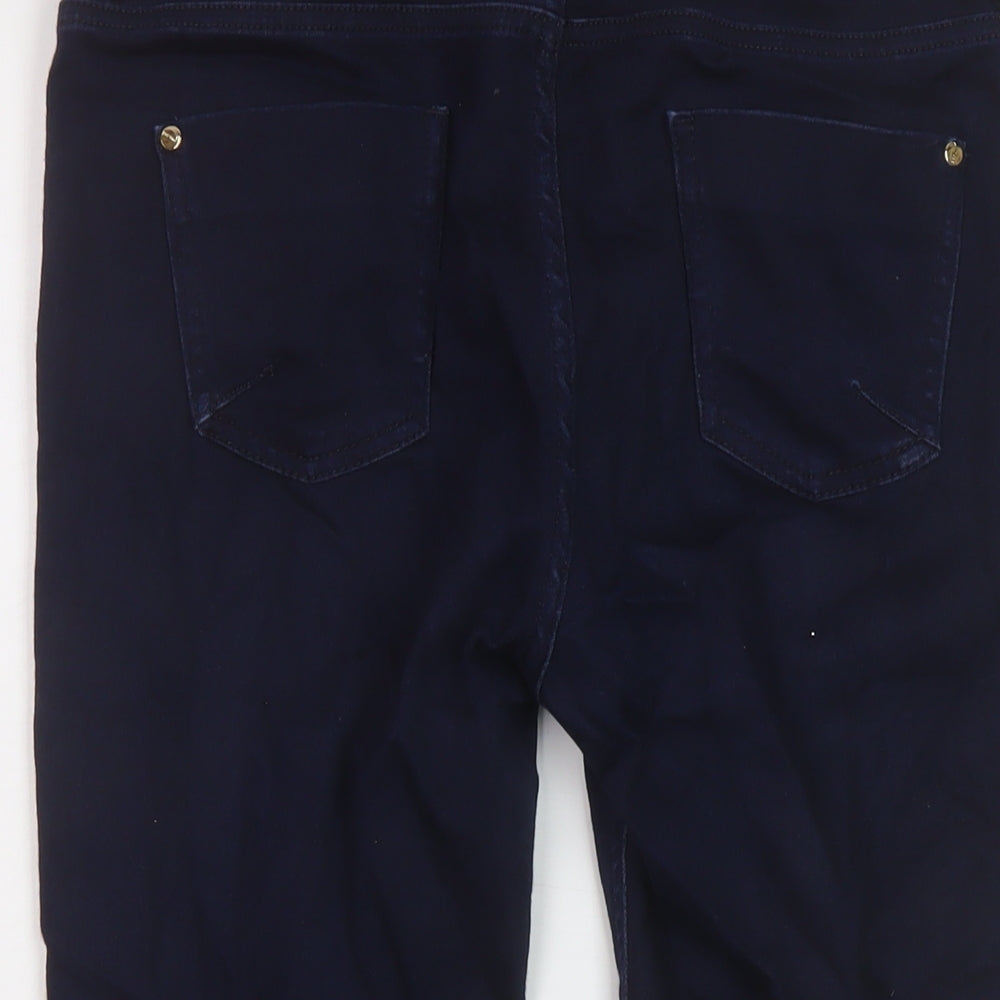 Per Una Womens Blue Cotton Bermuda Shorts Size 30 in L14 in Regular Button