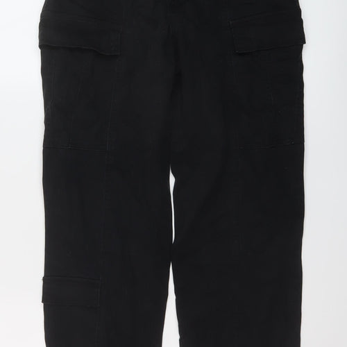 H&M Womens Black Cotton Trousers Size 8 L28 in Regular Button