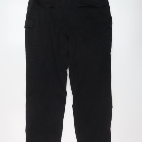 H&M Womens Black Cotton Trousers Size 8 L28 in Regular Button
