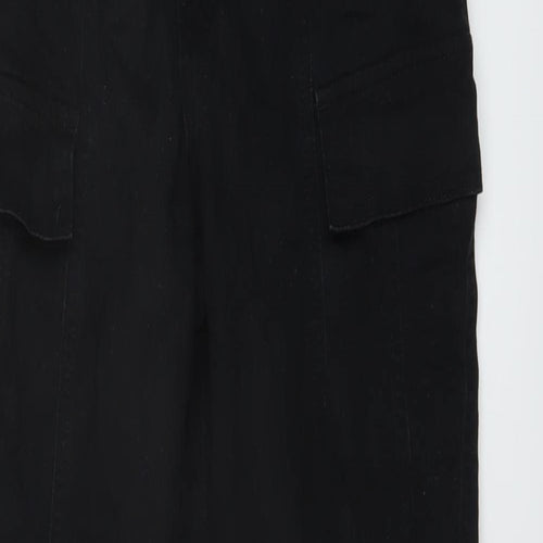 H&M Womens Black Cotton Trousers Size 8 L28 in Regular Button