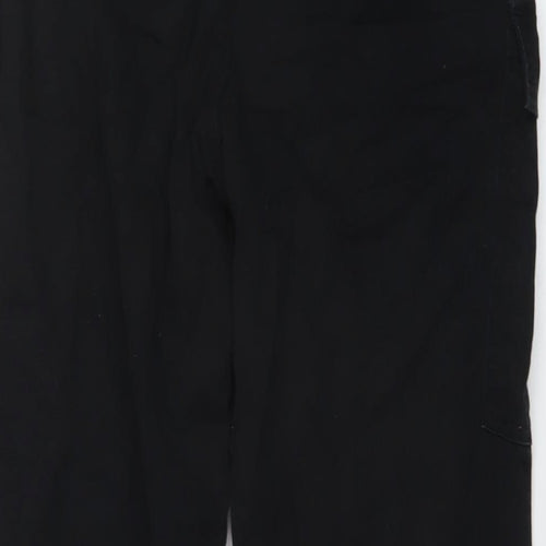 H&M Womens Black Cotton Trousers Size 8 L28 in Regular Button