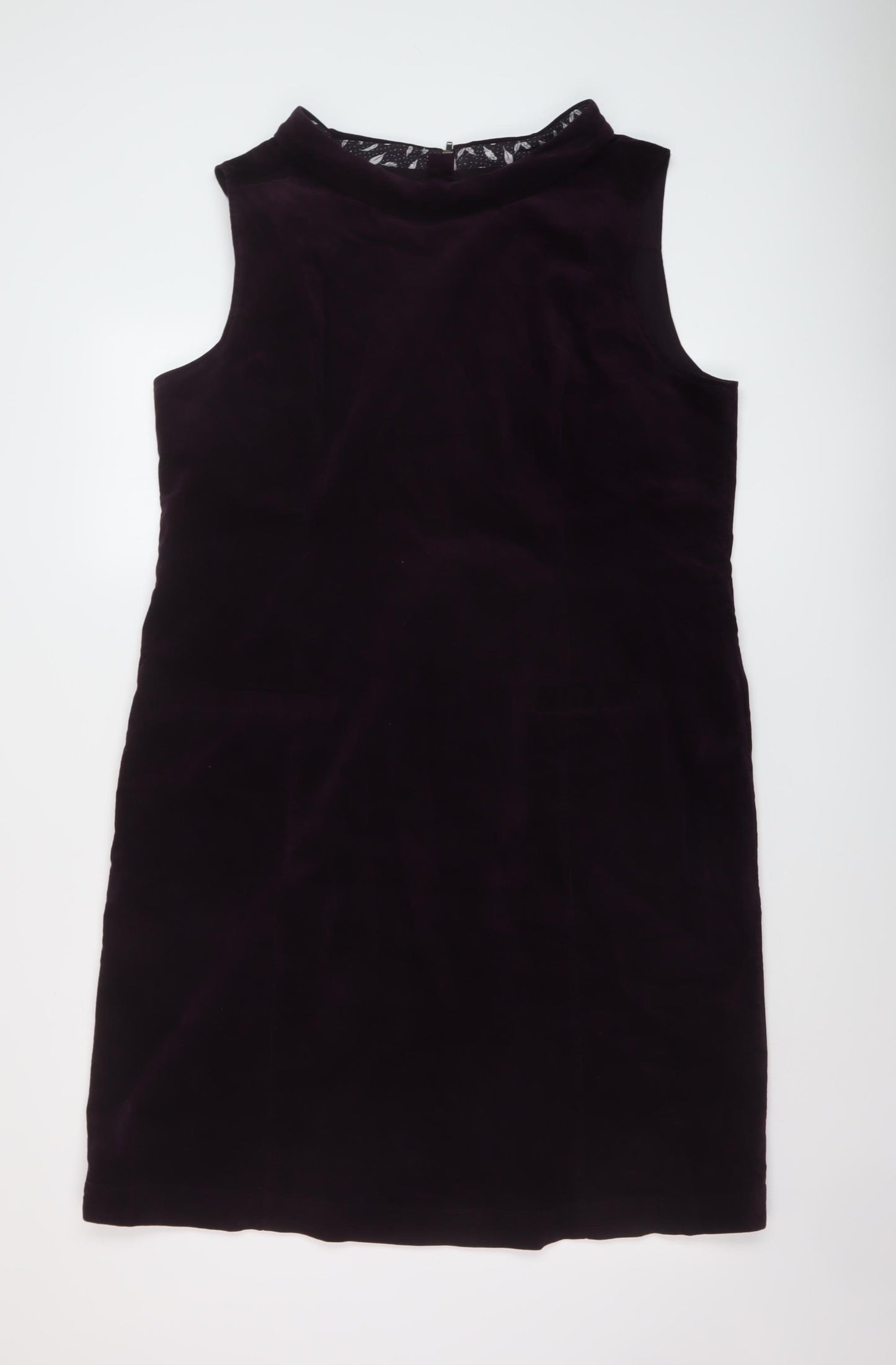 Laura Ashley Womens Purple Cotton A-Line Size 18 Round Neck Zip