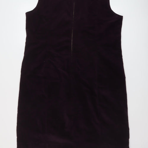 Laura Ashley Womens Purple Cotton A-Line Size 18 Round Neck Zip