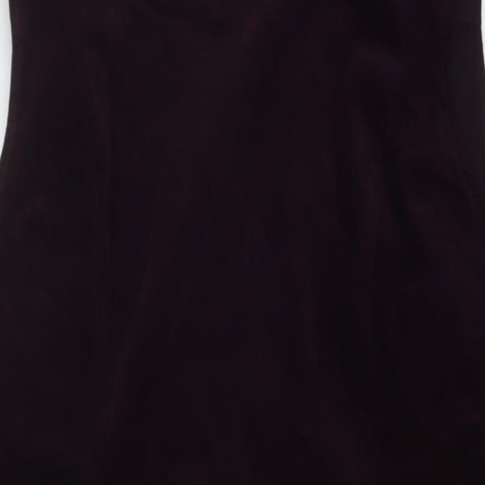 Laura Ashley Womens Purple Cotton A-Line Size 18 Round Neck Zip