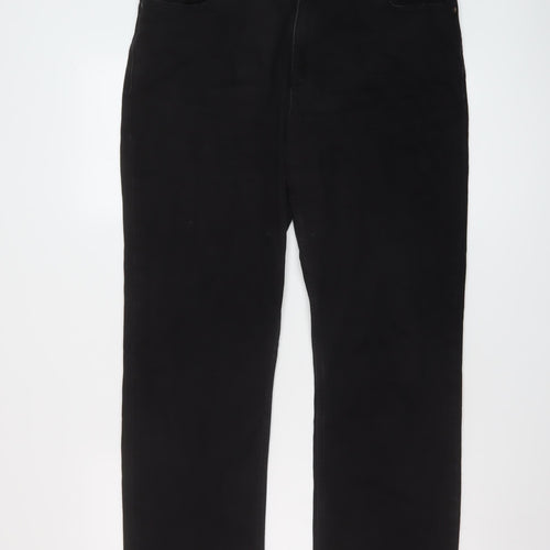 Marks and Spencer Womens Black Cotton Straight Jeans Size 16 L27 in Regular Button