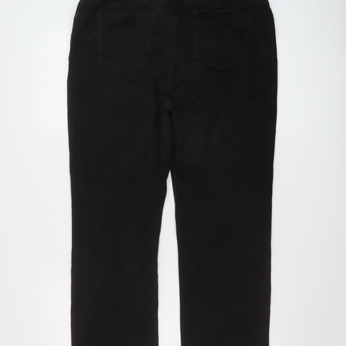 Marks and Spencer Womens Black Cotton Straight Jeans Size 16 L27 in Regular Button