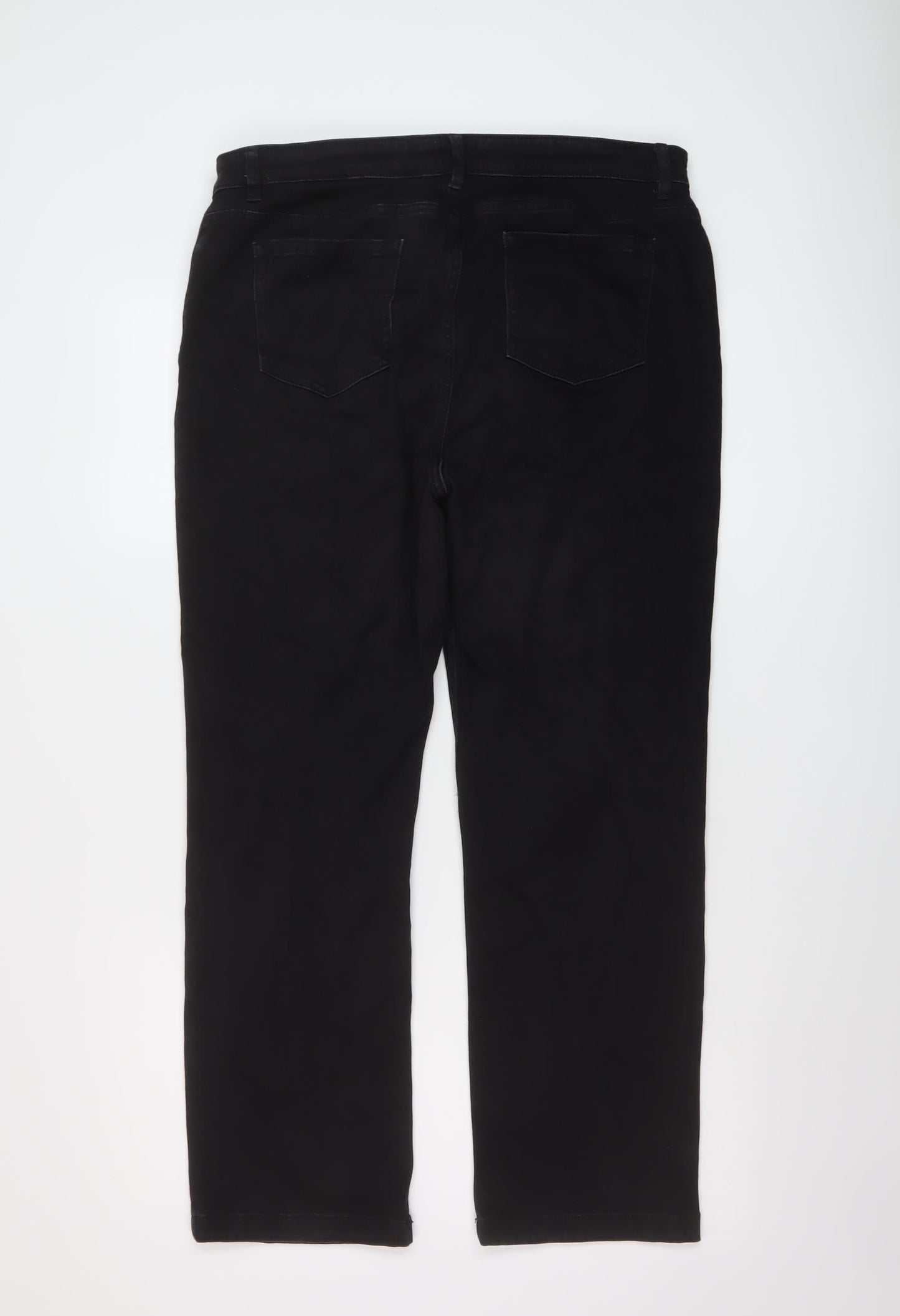 Marks and Spencer Womens Black Cotton Straight Jeans Size 16 L27 in Regular Button