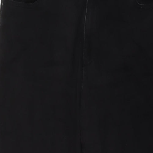 Marks and Spencer Womens Black Cotton Straight Jeans Size 16 L27 in Regular Button