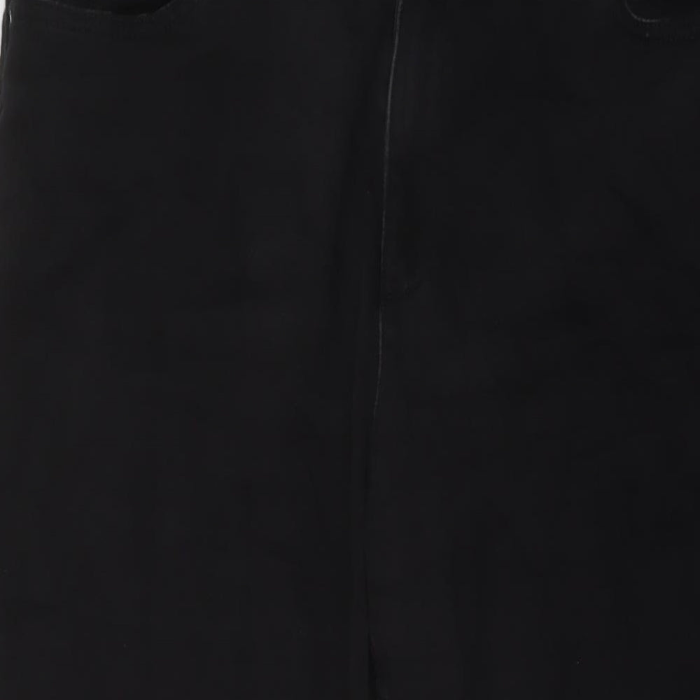 Marks and Spencer Womens Black Cotton Straight Jeans Size 16 L27 in Regular Button
