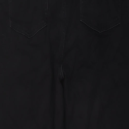 Marks and Spencer Womens Black Cotton Straight Jeans Size 16 L27 in Regular Button