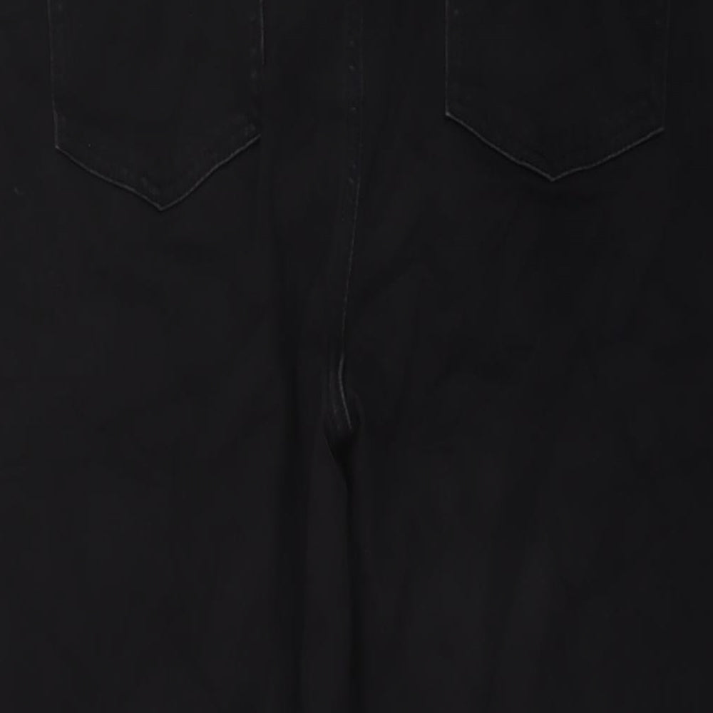 Marks and Spencer Womens Black Cotton Straight Jeans Size 16 L27 in Regular Button