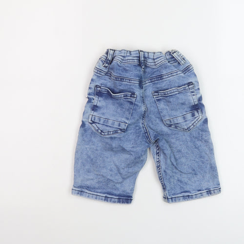 Denim & Co. Boys Blue Cotton Bermuda Shorts Size 5-6 Years Regular Zip