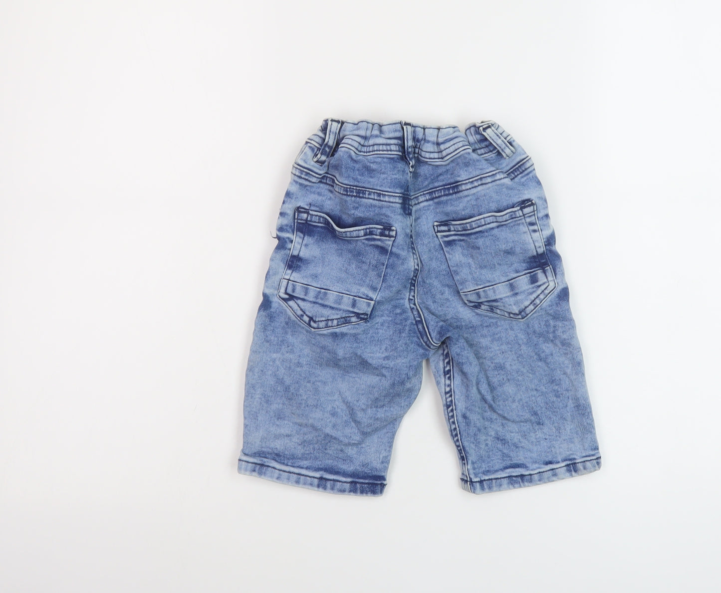Denim & Co. Boys Blue Cotton Bermuda Shorts Size 5-6 Years Regular Zip