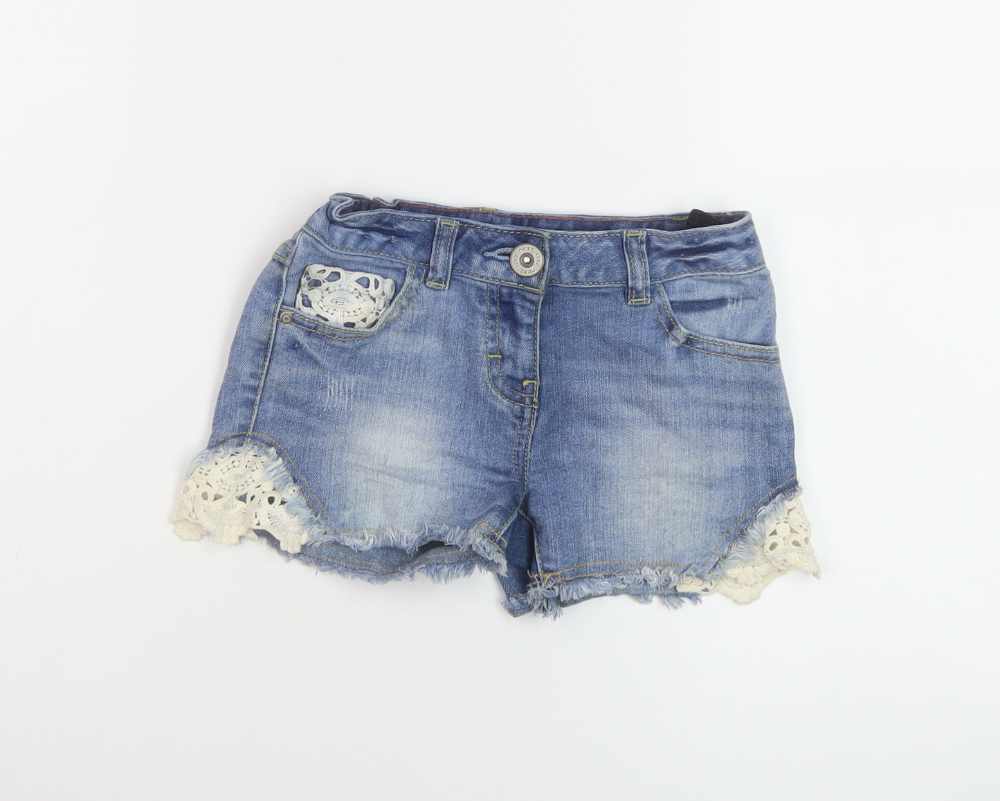 NEXT Girls Blue Cotton Hot Pants Shorts Size 6 Years Regular Zip