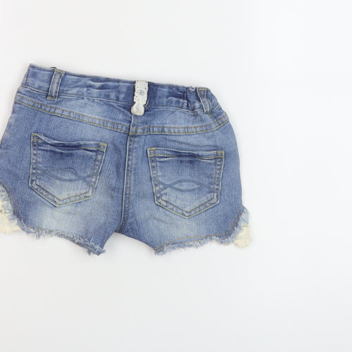 NEXT Girls Blue Cotton Hot Pants Shorts Size 6 Years Regular Zip