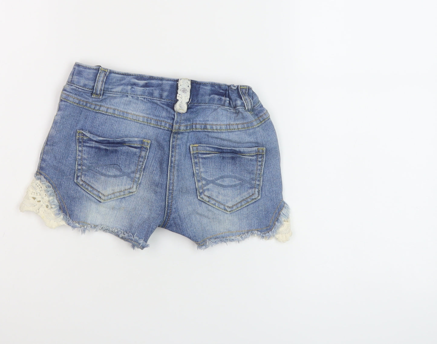 NEXT Girls Blue Cotton Hot Pants Shorts Size 6 Years Regular Zip