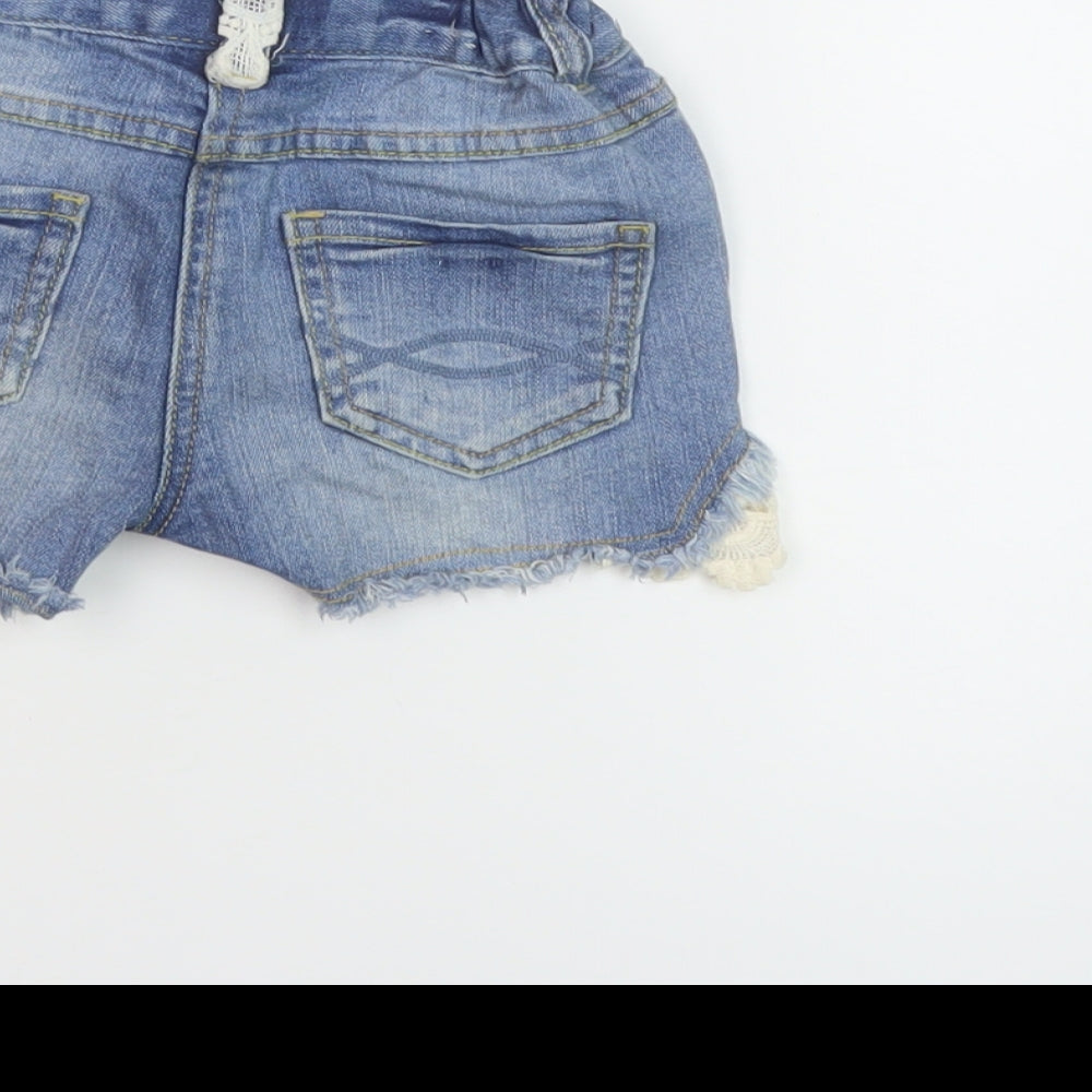 NEXT Girls Blue Cotton Hot Pants Shorts Size 6 Years Regular Zip