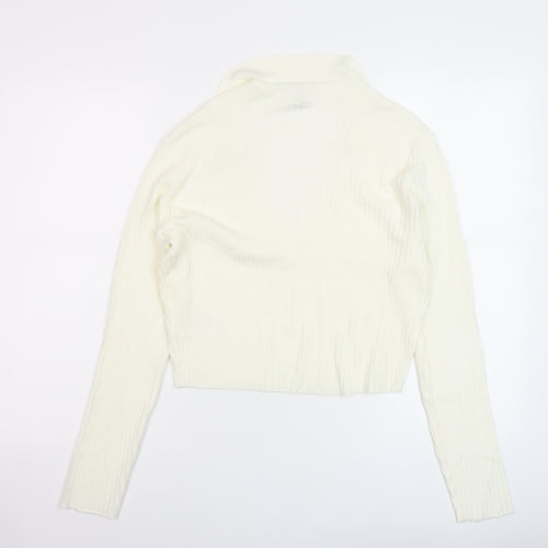 H&M Womens Ivory V-Neck Viscose Pullover Jumper Size L
