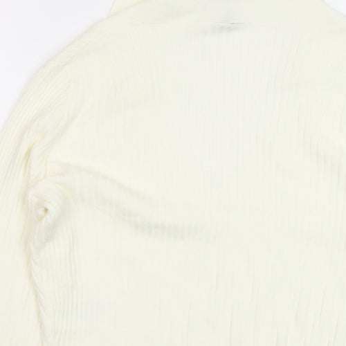 H&M Womens Ivory V-Neck Viscose Pullover Jumper Size L