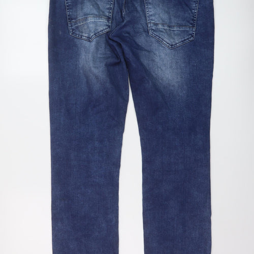 Pre End Mens Blue Cotton Straight Jeans Size 34 in L32 in Regular Button
