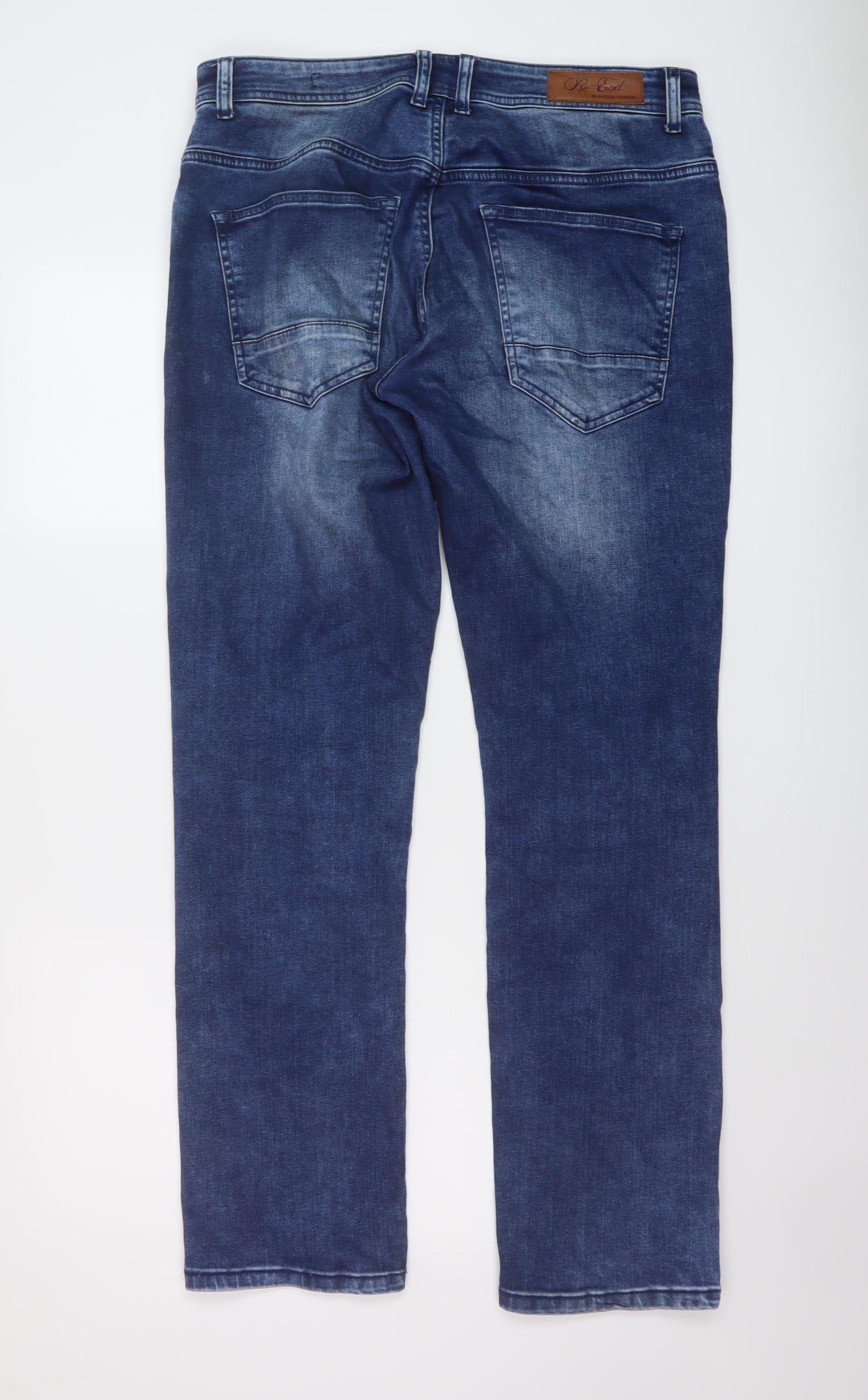 Pre End Mens Blue Cotton Straight Jeans Size 34 in L32 in Regular Button