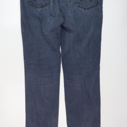 Wrangler Mens Blue Cotton Straight Jeans Size 38 in L32 in Regular Button