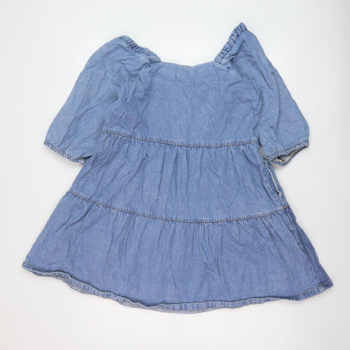 Denim & Co. Womens Blue Cotton A-Line Size 12 Square Neck Pullover