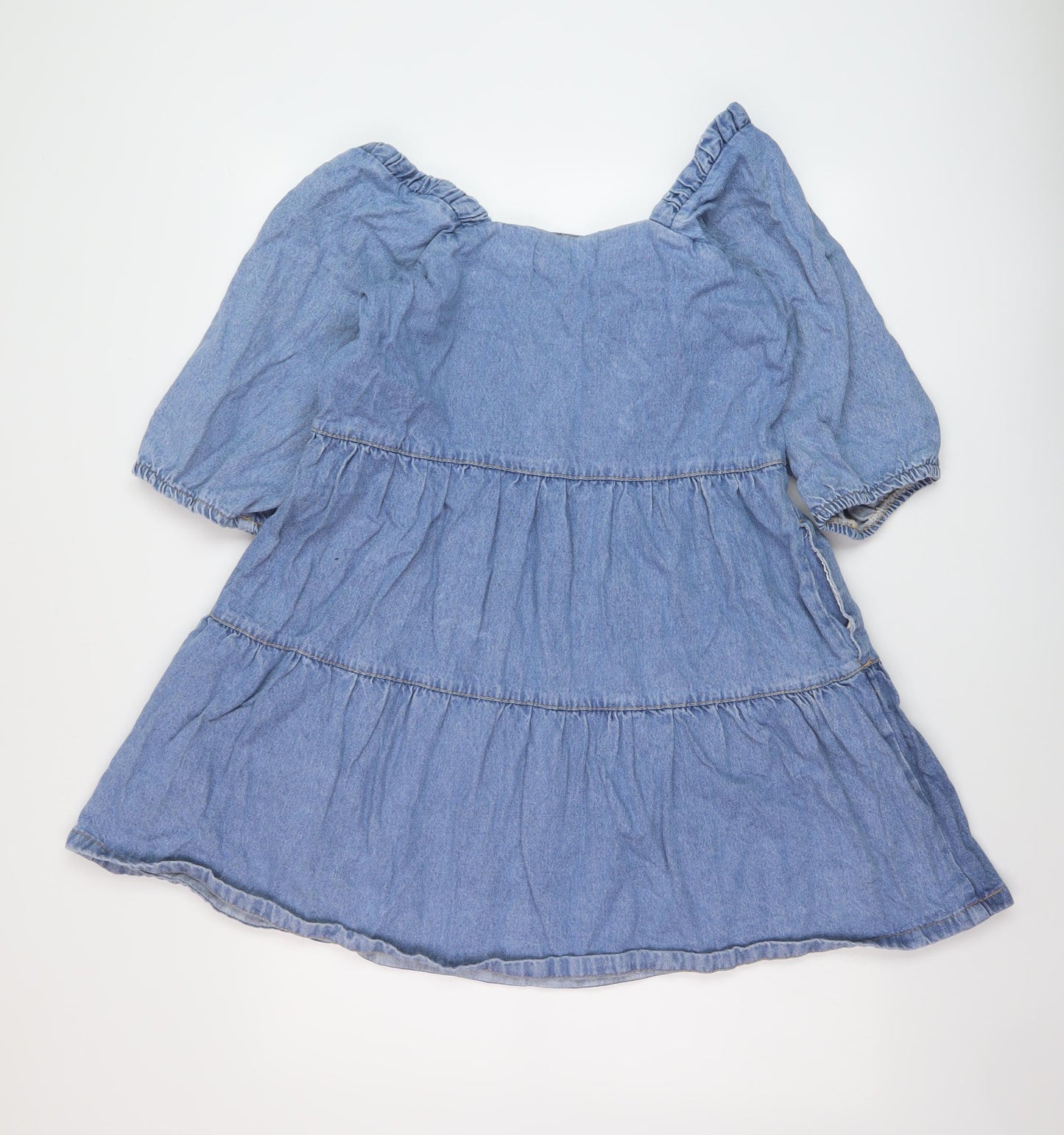 Denim & Co. Womens Blue Cotton A-Line Size 12 Square Neck Pullover