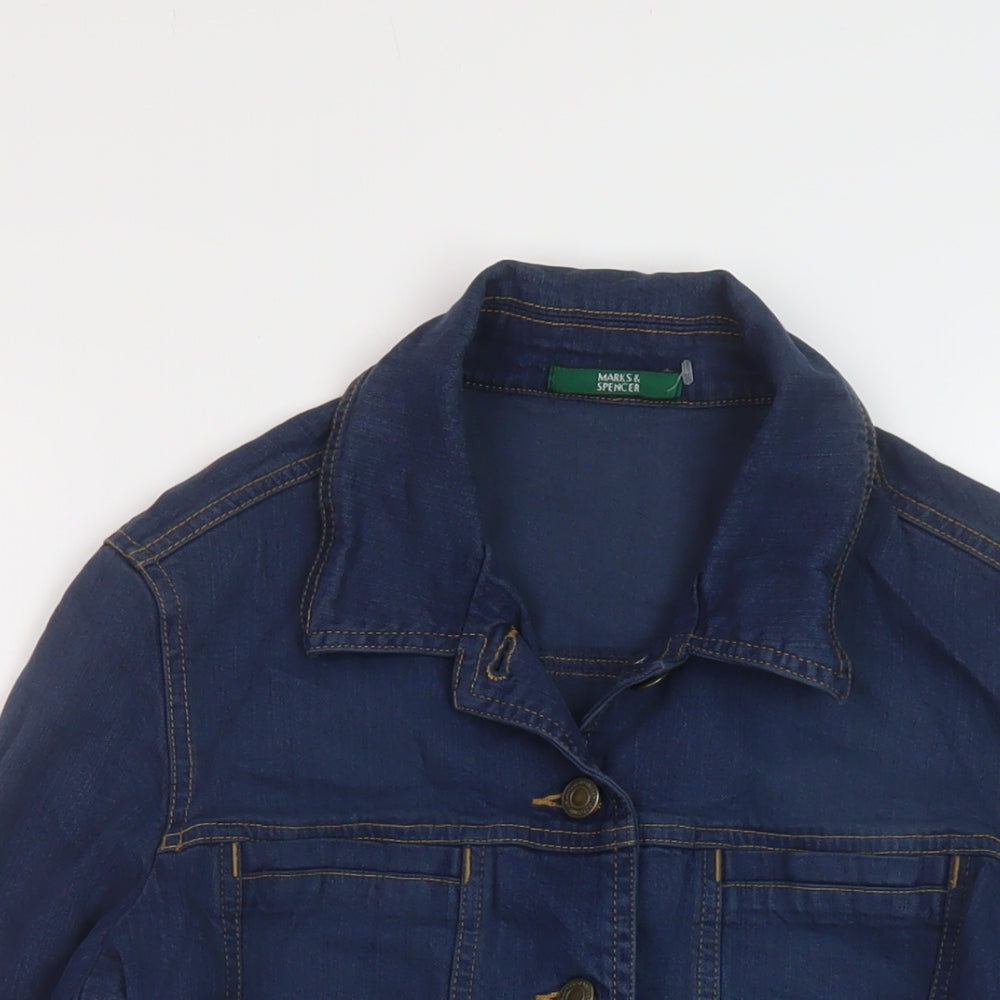 Marks and Spencer Womens Blue Jacket Size 10 Button